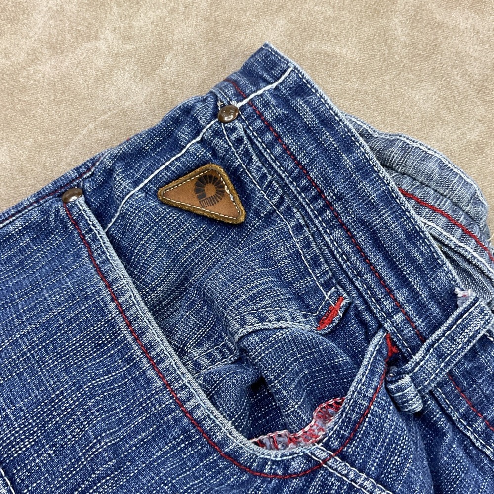 Vintage Y2K Akademiks Jeans 36x29 Embroidered Striped Punk Grunge Denim Pant - Picture 5 of 12